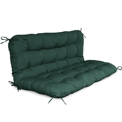 Outdoor Waterproof Porch Swing Cushions: 48×40 In Black Swing Cushion With Backrest – 2 Seater With 8 Non-Slip Ties & UV Protection Bench Cushion For Patio, Garden, Porch, Balcony