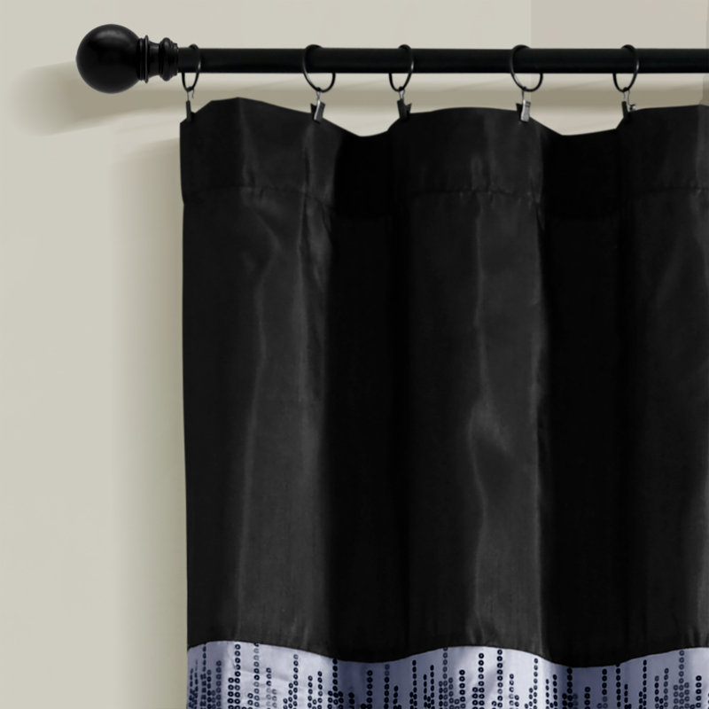Semi Sheer Curtain Single Panel, Black/Gray