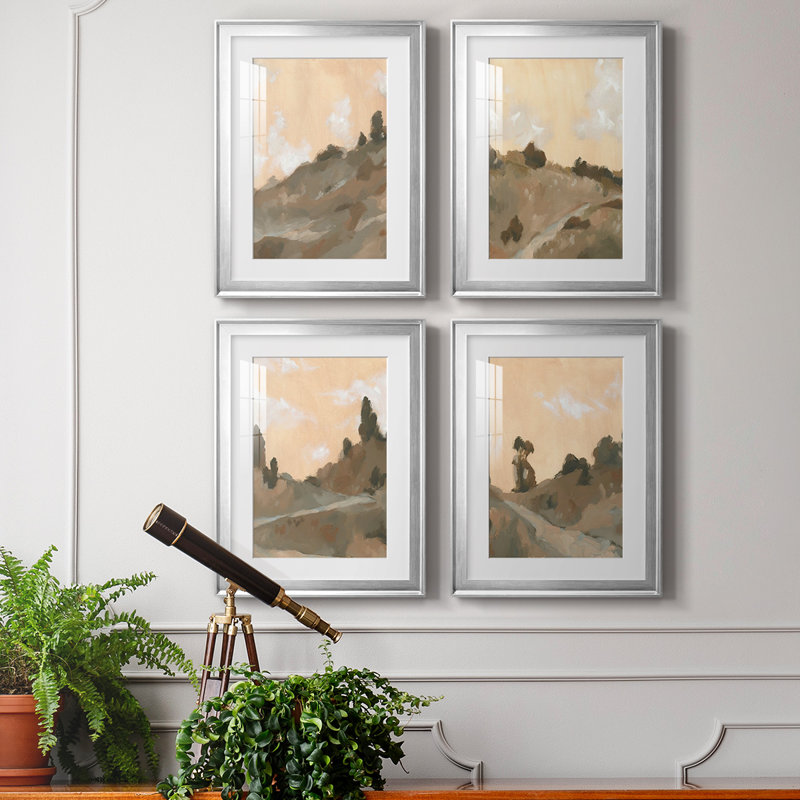 Hillside Walking Path III Hillside Walking Path III - Matted and Framed Under Glass, Set of 4, Large Living Room Wall Art