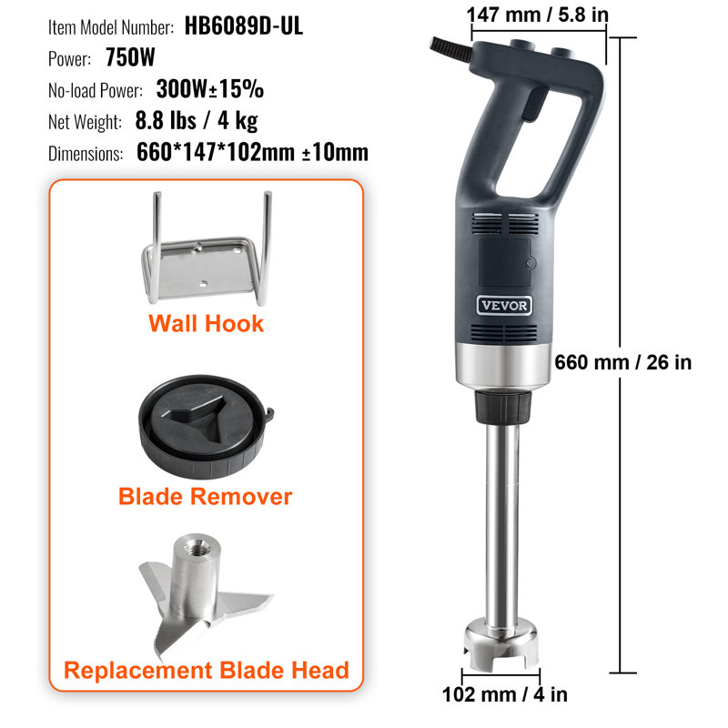 VEVOR VEVOR Hand Mixer 750W Hand Immersion Blender