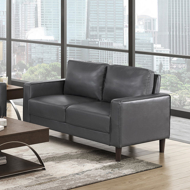 Chaise longue moderne en similicuir gris foncé, Gris foncé