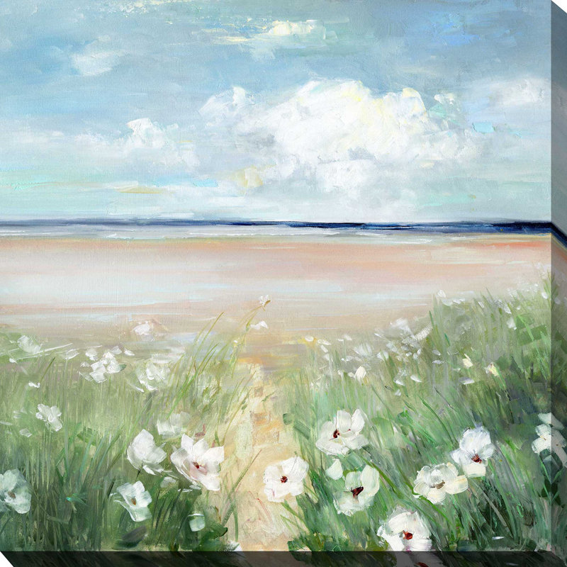 «Ocean Wildflowers» par Sally Swatland - Peinture, Toile tendue, H 18 po x l 18 po x P 1 po
