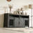 59.3''Sideboard with Sliding Barn Door and Mesh Panels,Farmhouse Buffet with Open Storage-1332832832