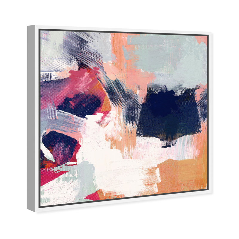 «Abstract Sunrise Sorbet Textures», impression sur toile, Toile blanche encadrée, H 30 po x l 30 po