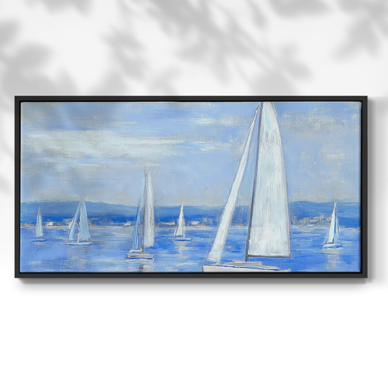Nautical Series-CCXLI- Toile tendue avec châssis tendue, prête à être accrochée, H 25 po x l 49 po, Noir