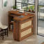 Meuble-bar de coin avec accents en rotin, armoire à boissons et table de bar pour petits espaces