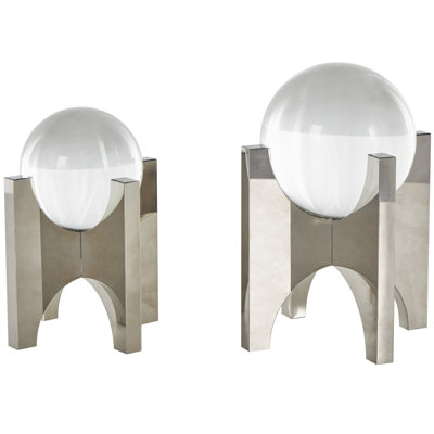 Ensemble de sculpture géométrique en argent avec support en forme de X Bretten