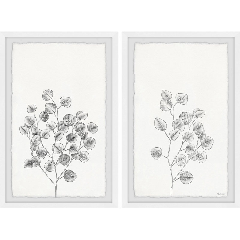 Eucalyptus croquis IV - ensemble de 2 reproductions de cadres photo simples, H 12 po x l 8 po x P 1,5 po