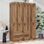 Armoire-penderie à 3 portes avec 2 tiroirs et 2 tringles suspendues-525152020