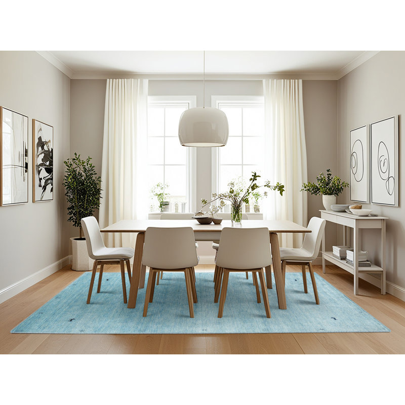 Tapis contemporain bleu, Rectangle 7 pi x 10 pi
