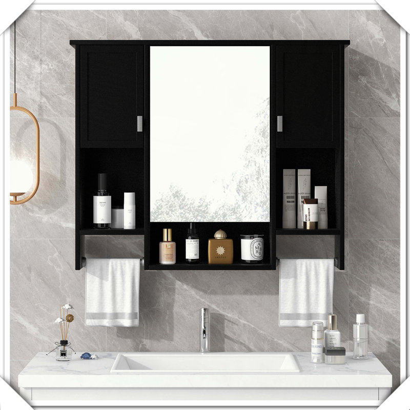 Armoire à pharmacie murale avec rangement pour porte-serviettes miroir