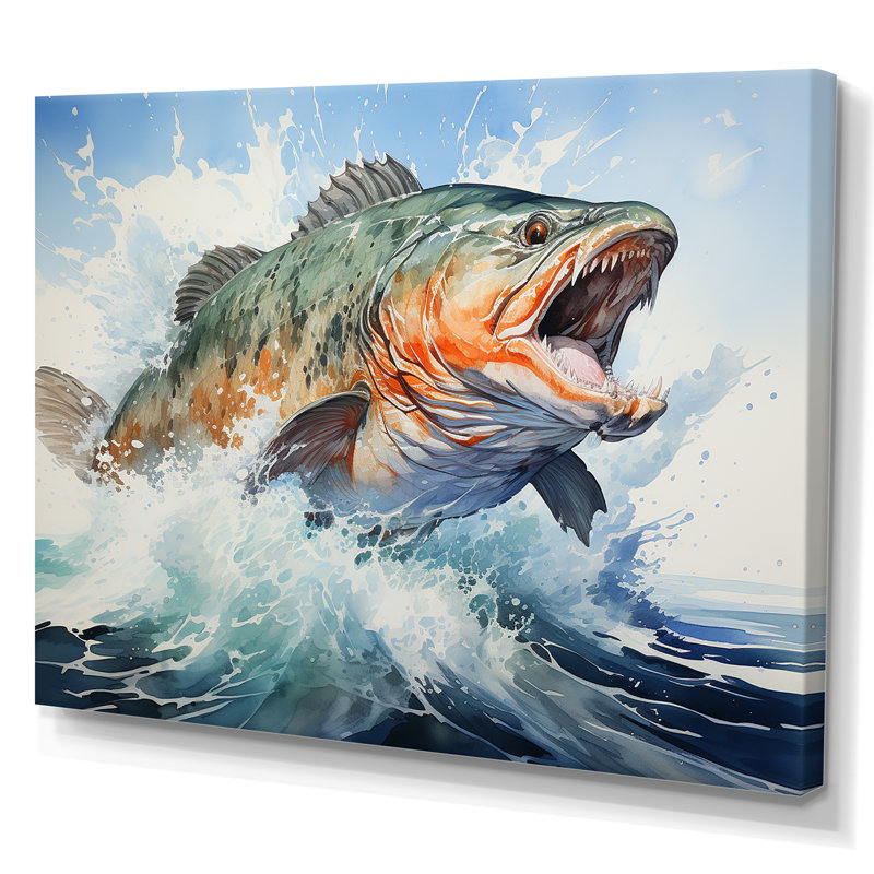 Pêche, rêves sur toile, Toile tendue, H 16 po x l 32 po x P 1 po