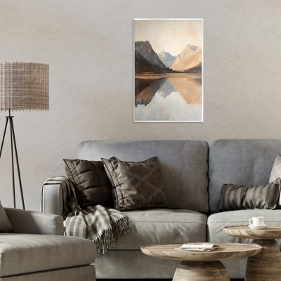 «Terracotta Reflections Lake Landscape», plaque murale par Petal Prints Design
