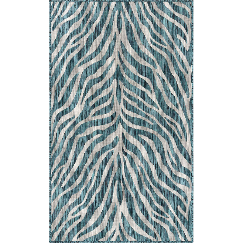 Outdoor Joyous Rug Green-Blue Color, Rectangle 3' x 5'3"