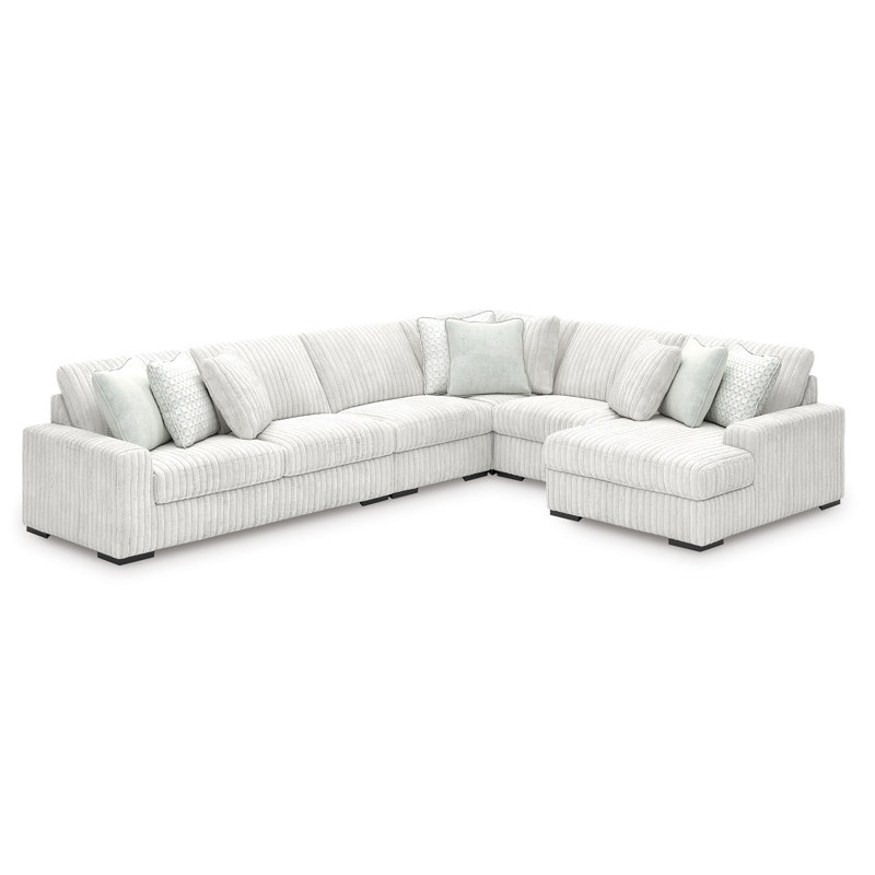 Canapé modulaire 5 pièces avec méridienne Stupendous, Polyester beige