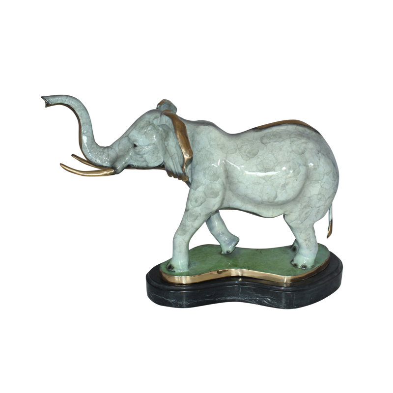 Statue éléphant bronze moyen - Taille: L 26 po x l 8 po x H 17 po.