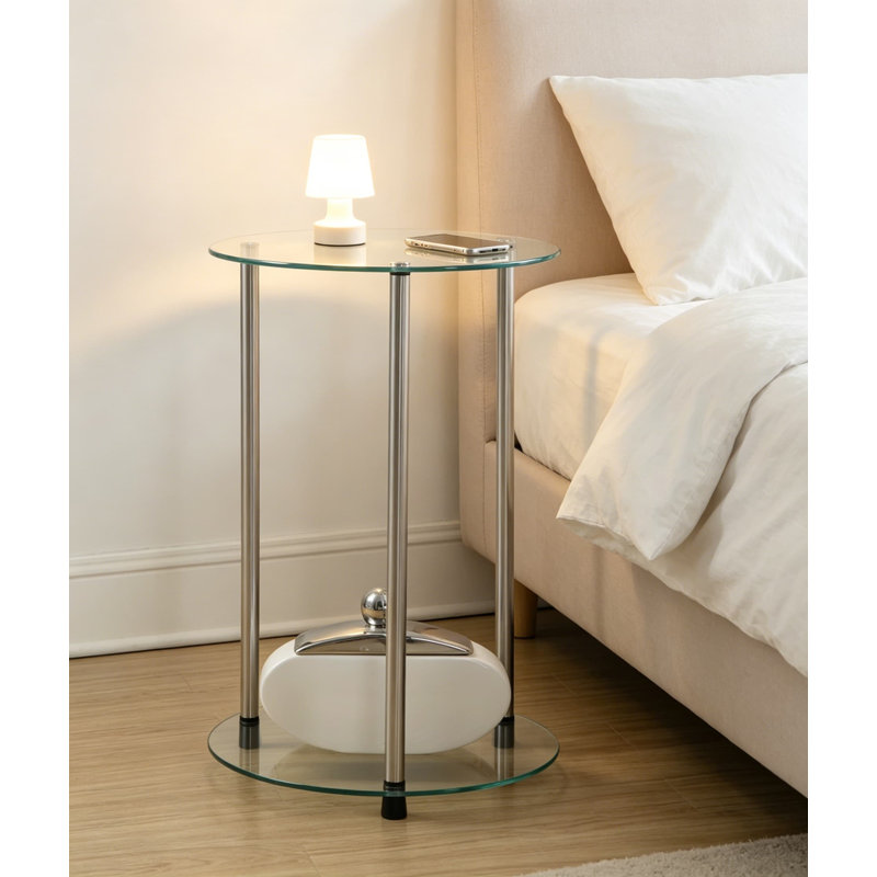 Table de bout ronde à 2 niveaux en verre Designs2Go