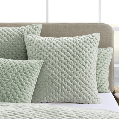 DKNY PURE Velvet Quilted Euro Sham, 26in x 26in, Sage
