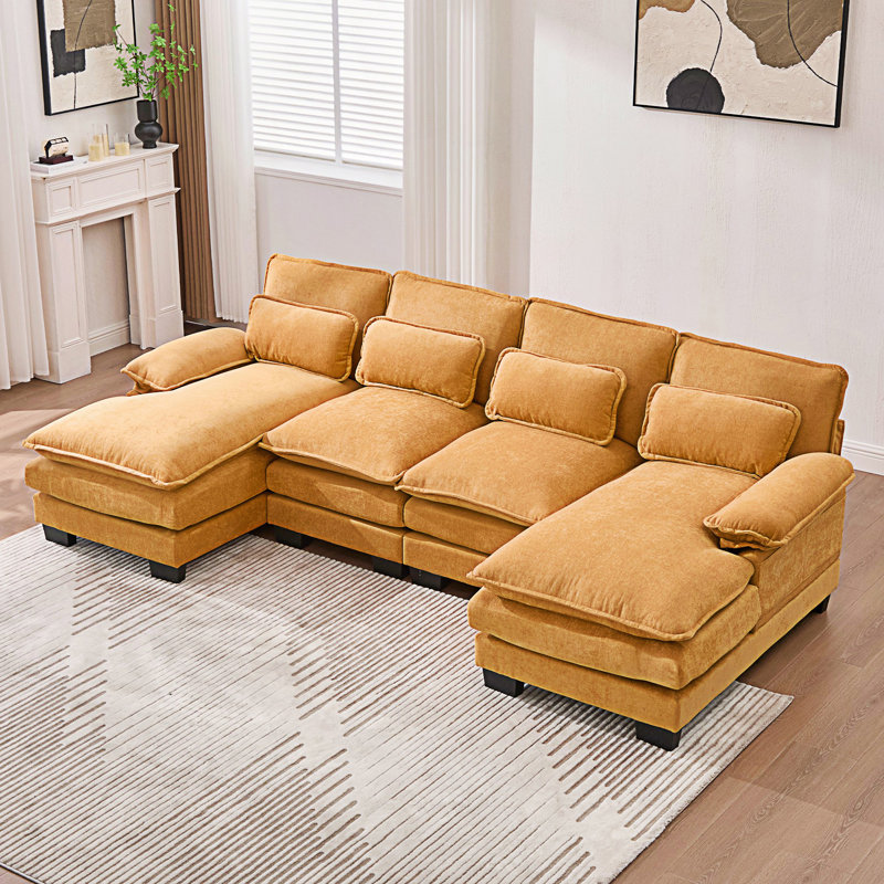 Canapé en U en forme de nuage, canapé modulaire confortable à 4 places, canapé-lit modulaire avec méridienne double