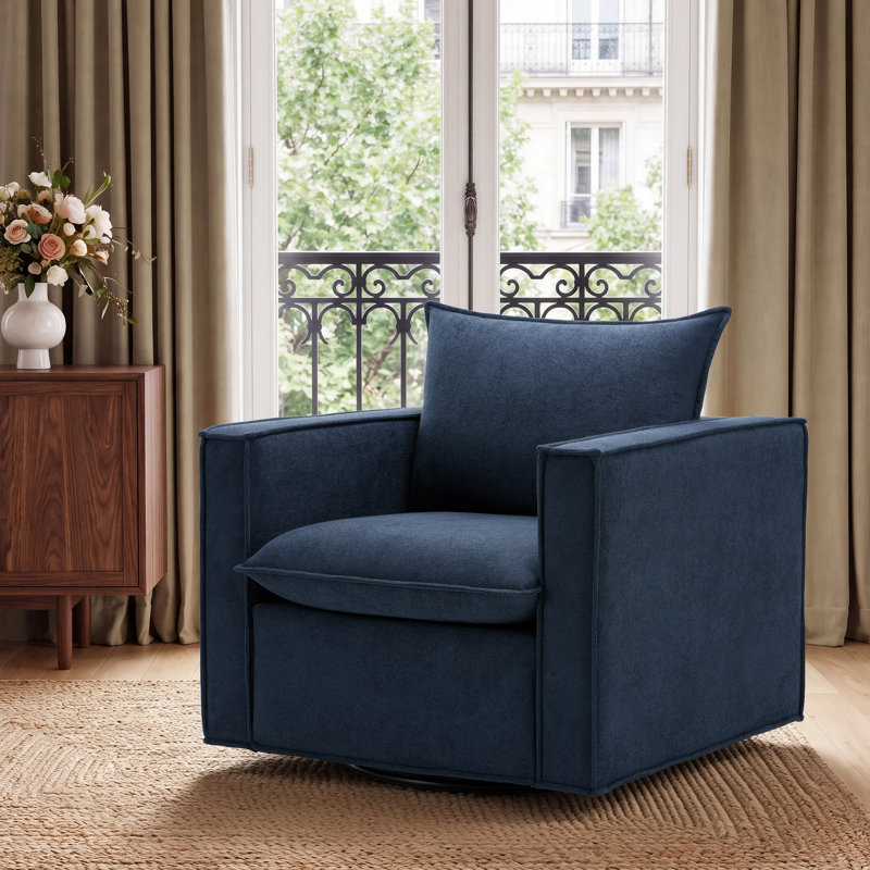 Fauteuil pivotant rembourré de 34,2 po de largeur, Tissu bleu