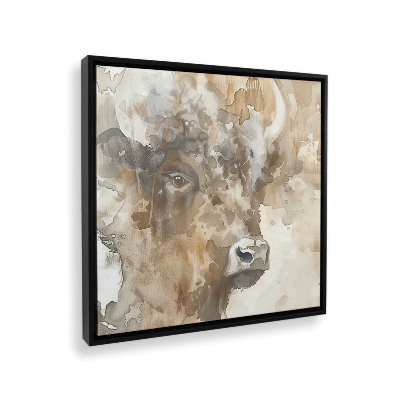 «Abstract Buffalo Portrait II», reproduction sur toile, Cadre noir, H 12,75 po x l 12,75 po x P 1,75 po