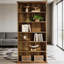 Élégante armoire de rangement de style campagnard avec bibliothèque spacieuse, tablettes réglables et fabrication en panneau de fibres à densité moyenne durable
