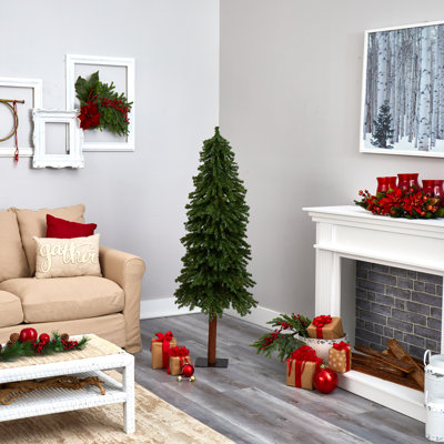 Arbre de Noël artificiel pin vert avec lumières claires/blanches