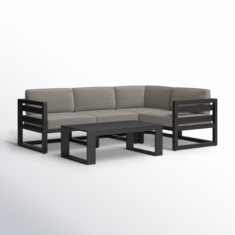 Avion 5 Piece Sectional Set - Black, Black, Canvas Charcoal Sunbrella® Canvas