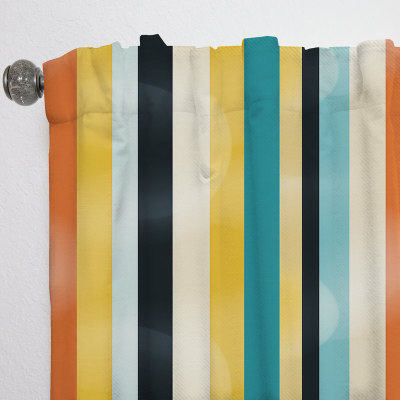 Midcentury Stripes Revived - Rideau Midcentury - Rideau géométrique obscurcissant - 1 panneau, L 52 po x L 120 po