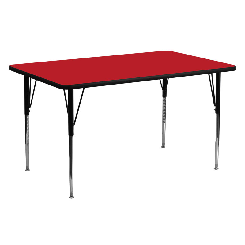 Table d'activité Goddard, Rouge, L 24 po x P 60 po x H 21,25 po à 30,25 po