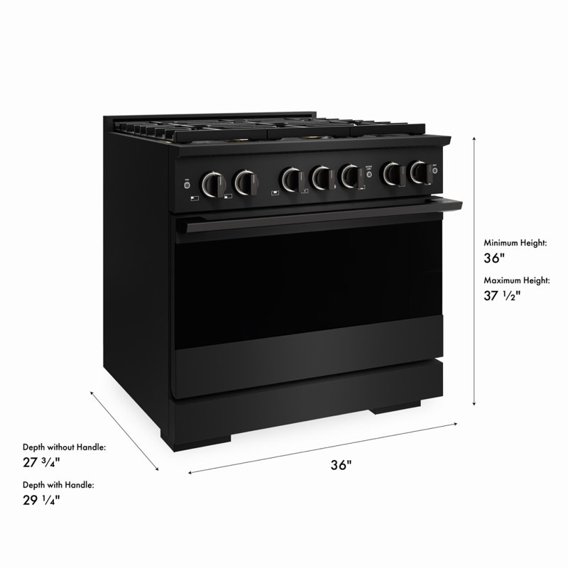 ZLINE Autograph 36 in. Black Stainless Marino Gas Range with 6 DuoPro Burners w/ Bronze Accents, Black Stainless Steel