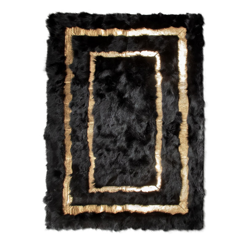 Tapis noir de style toscan noir avec bordures dorées, Tapis de couloir 2 pi x 6 pi