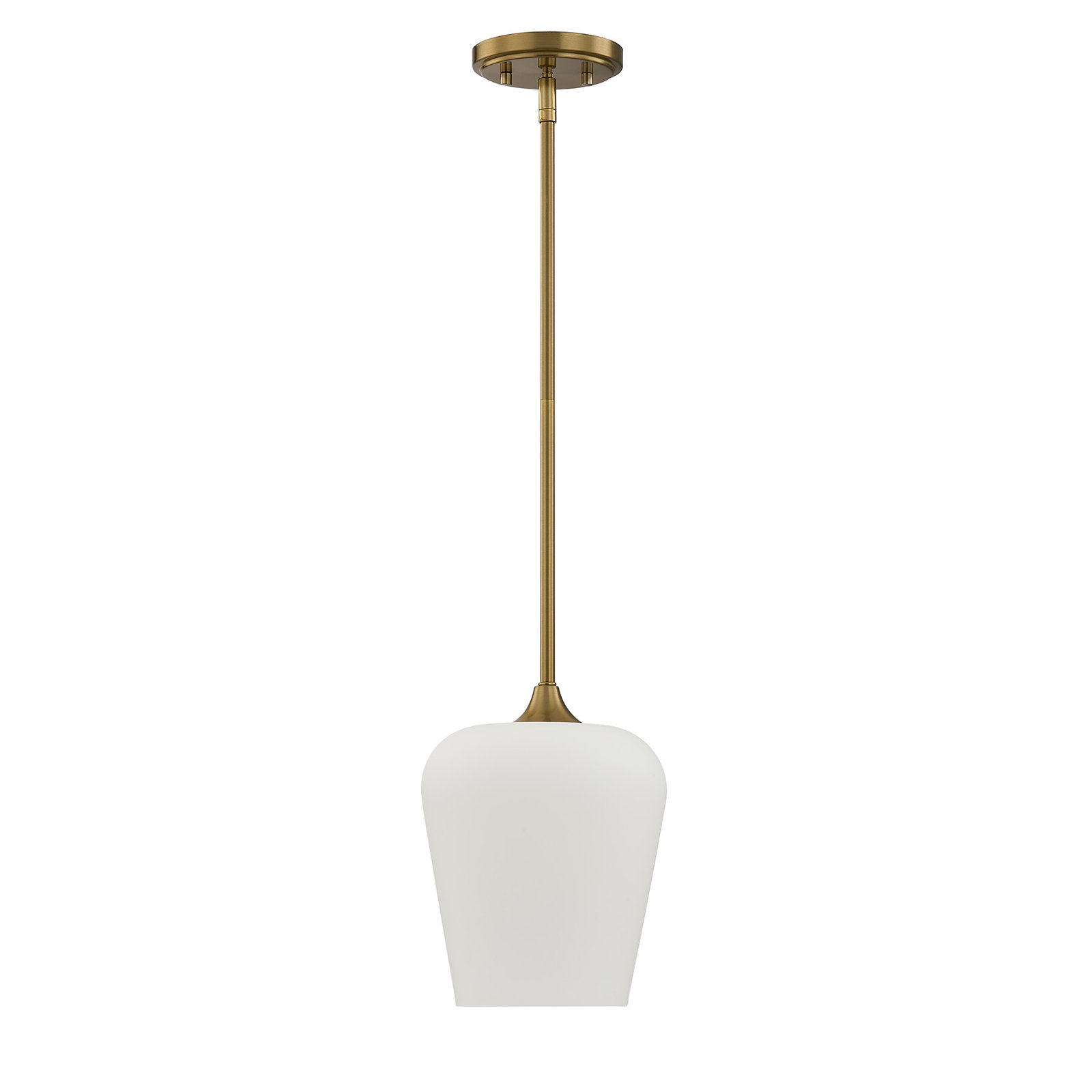 Breena Single Light Glass Dimmable Pendant, Warm Brass, White