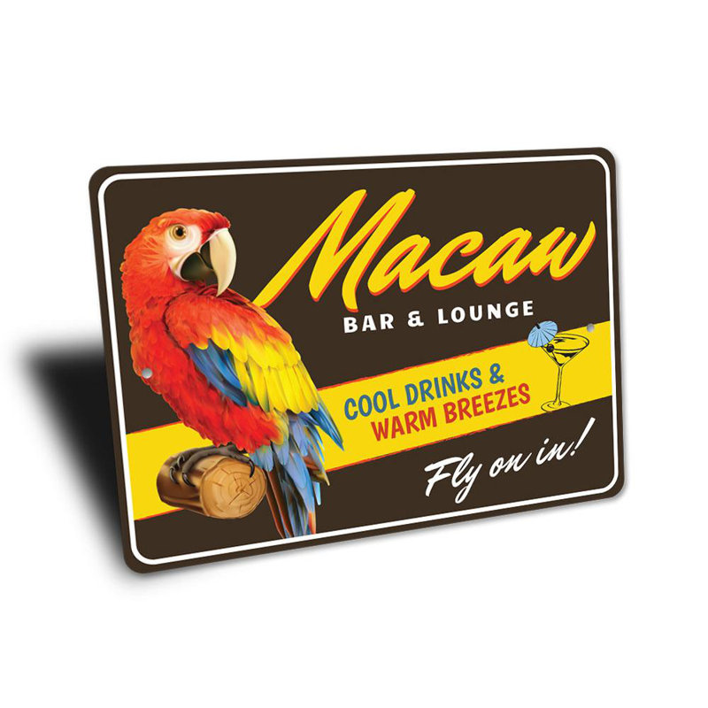 Enseigne en aluminium Macaw Bar and Lounge, H 12 po x l 18 po x P 0,06 po