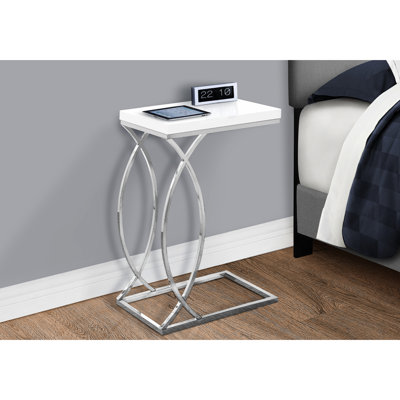 Versatile Living Room Table With White Glossy Top And Metal Frame Modern Accent In Base For Bedroom