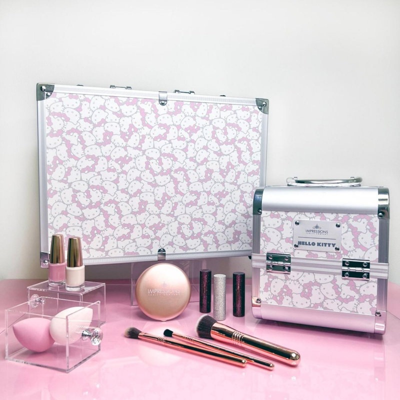 Hello Kitty SlayCube Makeup Travel Case with Durable Outer, Makeup Organizer Case in Portable Size, Silver White