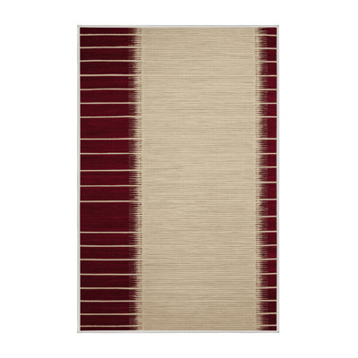 Machine Washable Horizontal Stripes Beige Area Rug