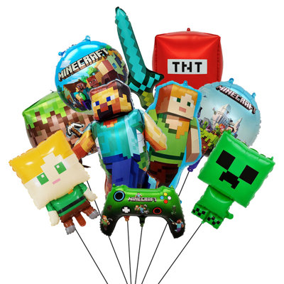 10 Pcs Minecraft Party Decoration Balloons, Minecraft Party Supplies