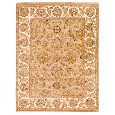 Tapis chameau et ivoire noué à la main de haute qualité