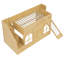 Lit simple mezzanine pour enfants avec glissade, escalier de rangement, garde-robe, portes et fenêtres décoratives, naturel-133338935-133338936