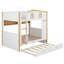 Lit superposé avec garde-corps en forme de maison et lit gigogne, lit superposé en bois avec tablettes de rangement-354114525