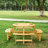 8 Person Picnic Table With 4 Built-In Benches. Umbrella Hole, Natural, For Backyard, Porch People - Benches Hole Weather- Wood For Backyard-1894496161