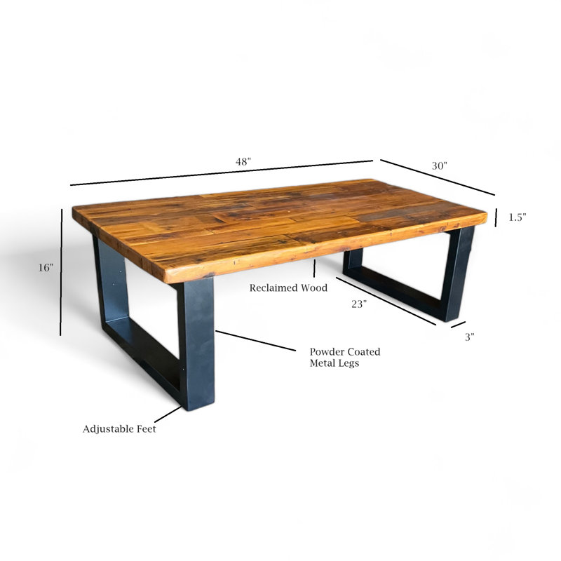 The Rustic Timber Revival Coffee Table, Brown Wood, 16" H x 48" L x 30" W