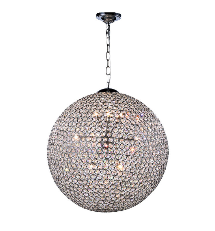 Chrome Crystal Globe 12-Light Sphere Pendant