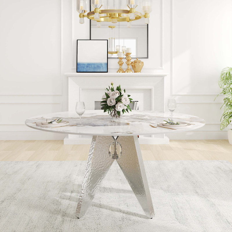 Table de salle à manger Modern Modern, H 29,53 po x L 59,05 po x l 59,05 po, Blanc Pandora