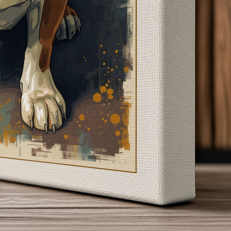 Noble Bulldog Boho - Wrapped Canvas, 18x12 - 45.7 x 30.5 cm, Cream Border