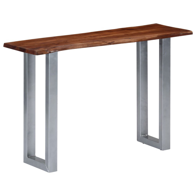 Console Table Entryway Table Side Sofa Table Solid Wood Acacia and Iron, Brown, Silver