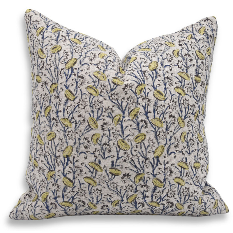 Linen Pillow Cover, 14"H x 14"W, Pishta Floral, Square