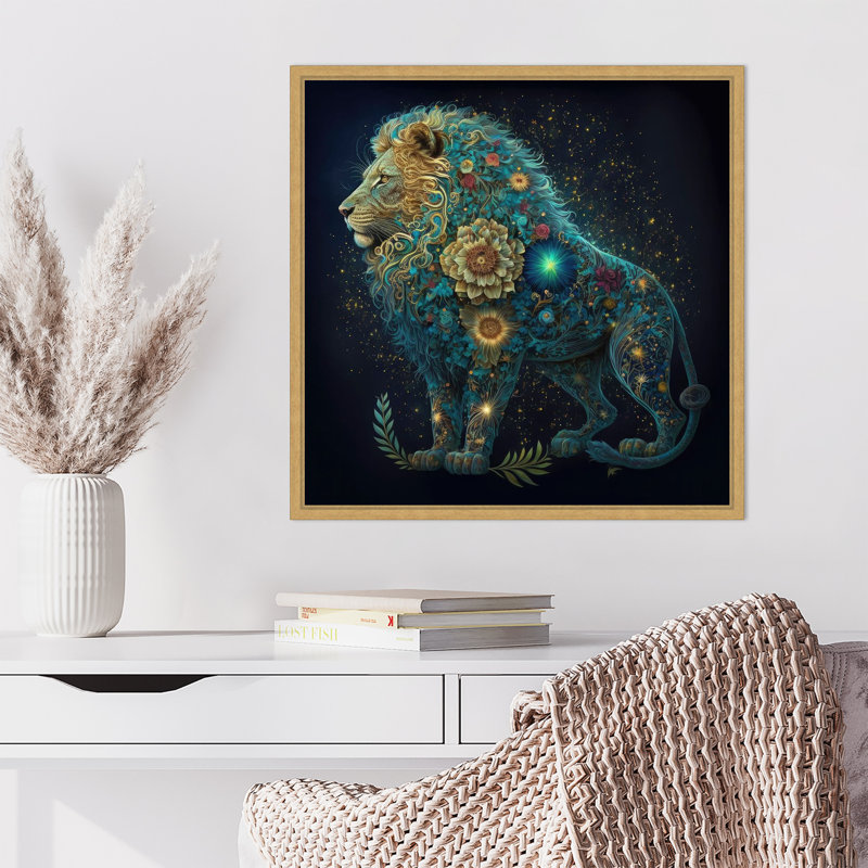 "Floral Celestial Leo" par Reginald, reproduction d'art sur toile encadrée, H 22 po x l 22 po