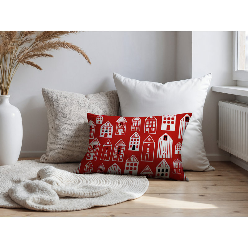 Oreiller rectangulaire réversible intérieur / extérieur Kito, Rectangle H 14 po x l 20 po, Rouge